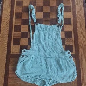 Foxy Seafoam Green Overall Shorts